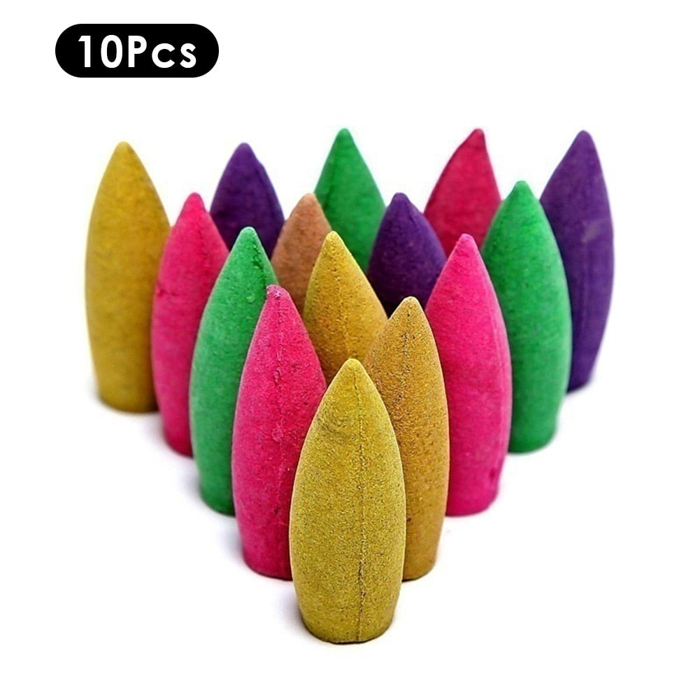 Waterfall Incense Burner Ceramics Backflow Lotus Smell Furnace With 10 Incense Cones