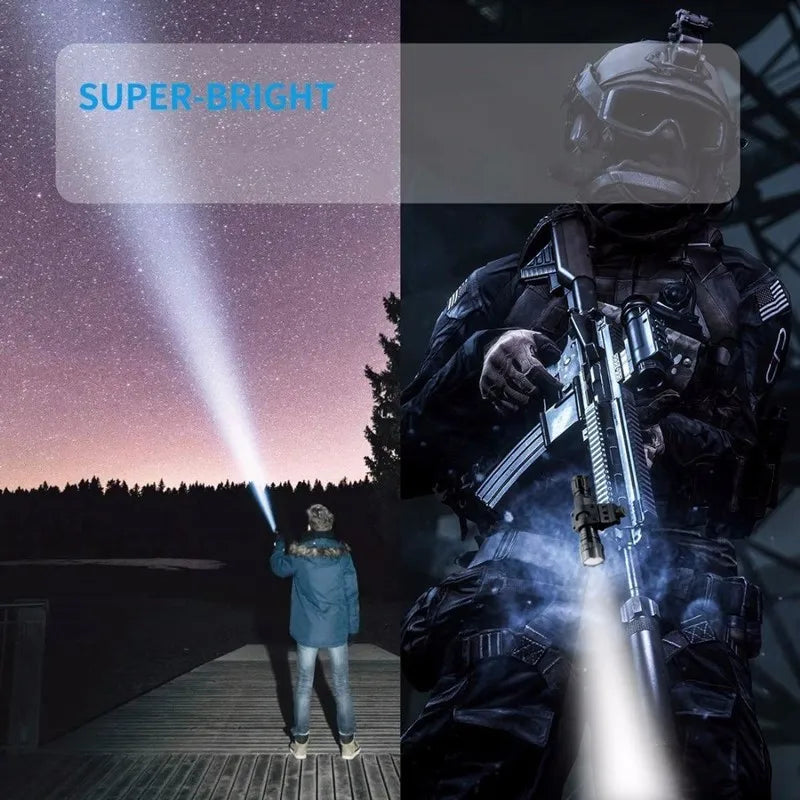 High Power XHP220 Powerful LED Flashlight Tactical Military Torch USB Camping Waterproof Self Defence