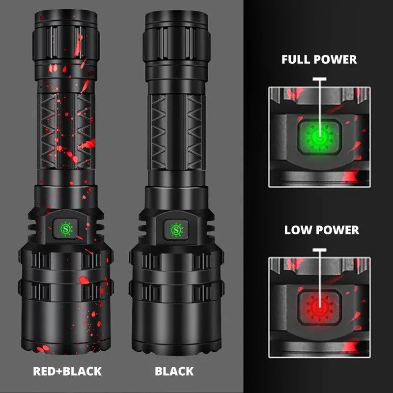 High Power XHP220 Powerful LED Flashlight Tactical Military Torch USB Camping Waterproof Self Defence