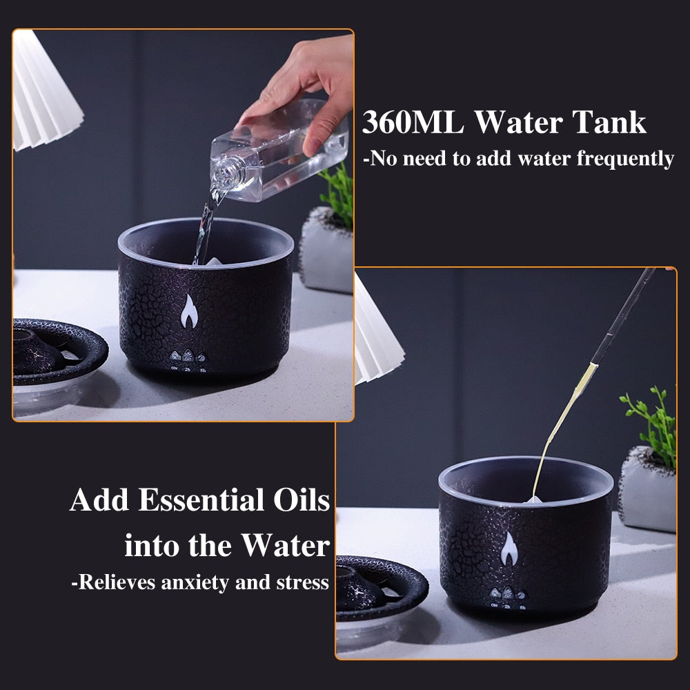 Volcano Fire Flame Air Humidifier Aroma Diffuser Essential Oil Remote Control Jellyfish Fragrance Mist