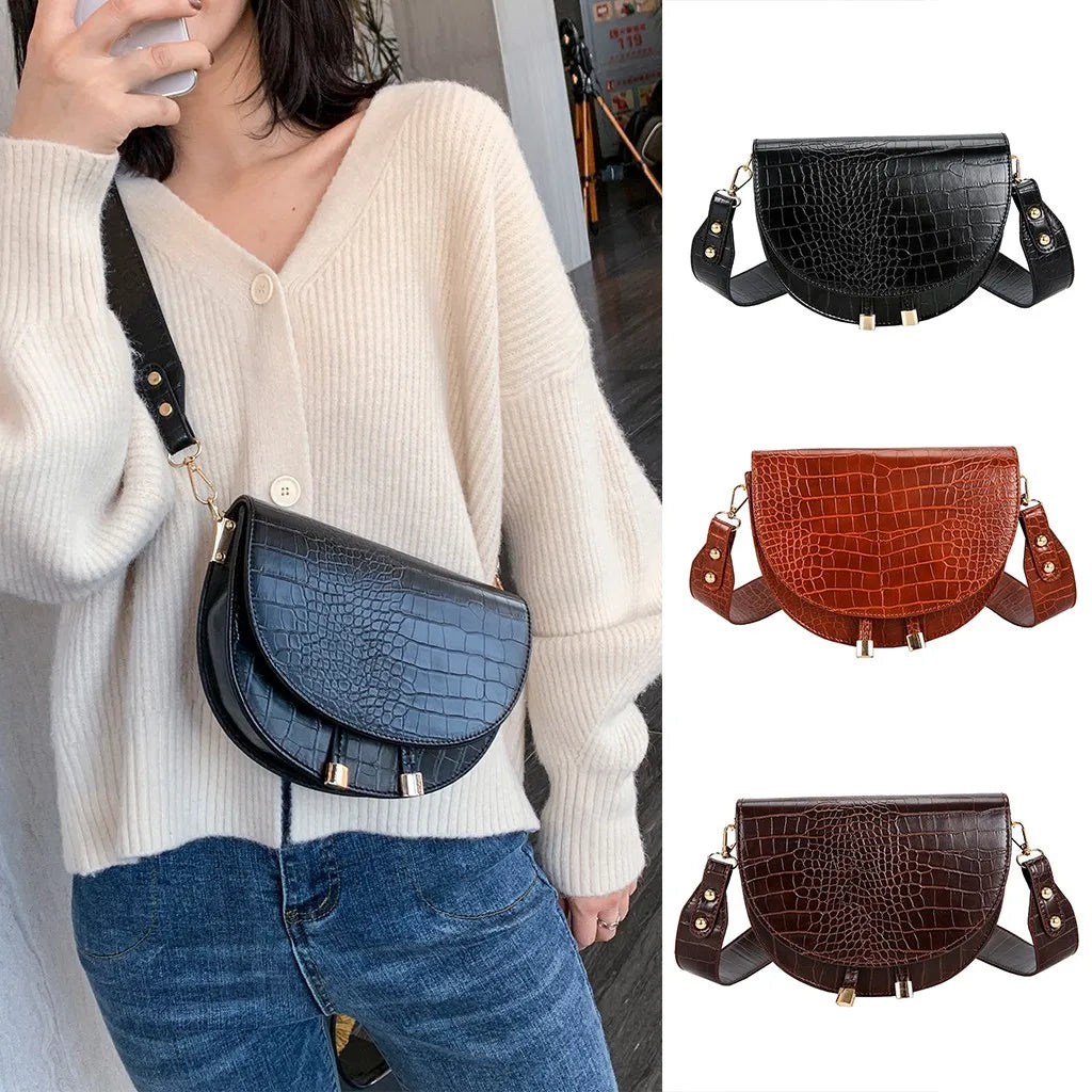 Crossbody Bags for Women Crocodile Pattern Half Round Messenger Bag Leather Luxury Handbags Women Bags Designer Shoulder Bag HOT