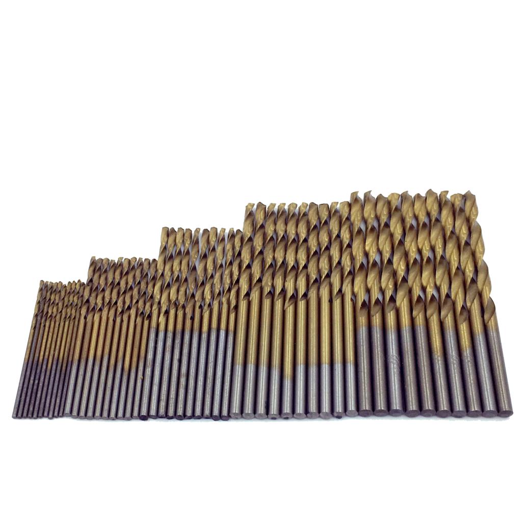 50pcs/Set 1mm - 3mm Drill Bit Titanium Coated High Speed Steel Drill