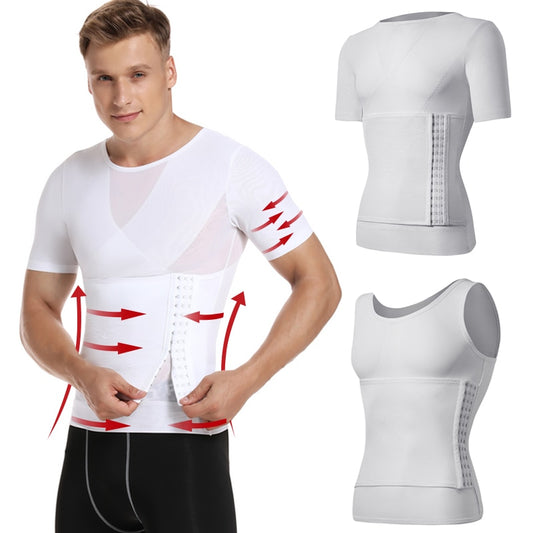 Mens Body Shaper Compression Shirts Abdomen Shapewear Tummy