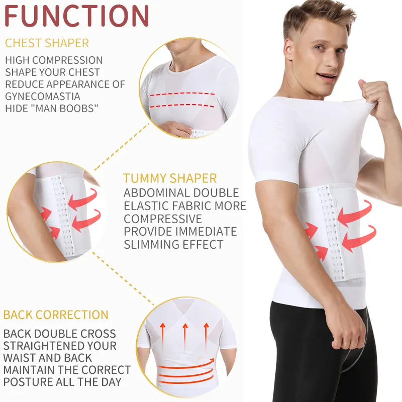 Mens Body Shaper Compression Shirts Abdomen Shapewear Tummy