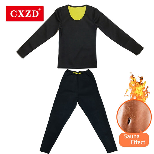 Neoprene Sweat Sauna Shirt Body Shapers Long Sleeve Shirt + Pant Waist  Weight Loss