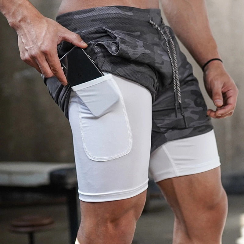 Man Jogging Sportswear Mens 2 In 1  Shorts Quick Drying Gym Exercise Shorts Fitness Sweatpants