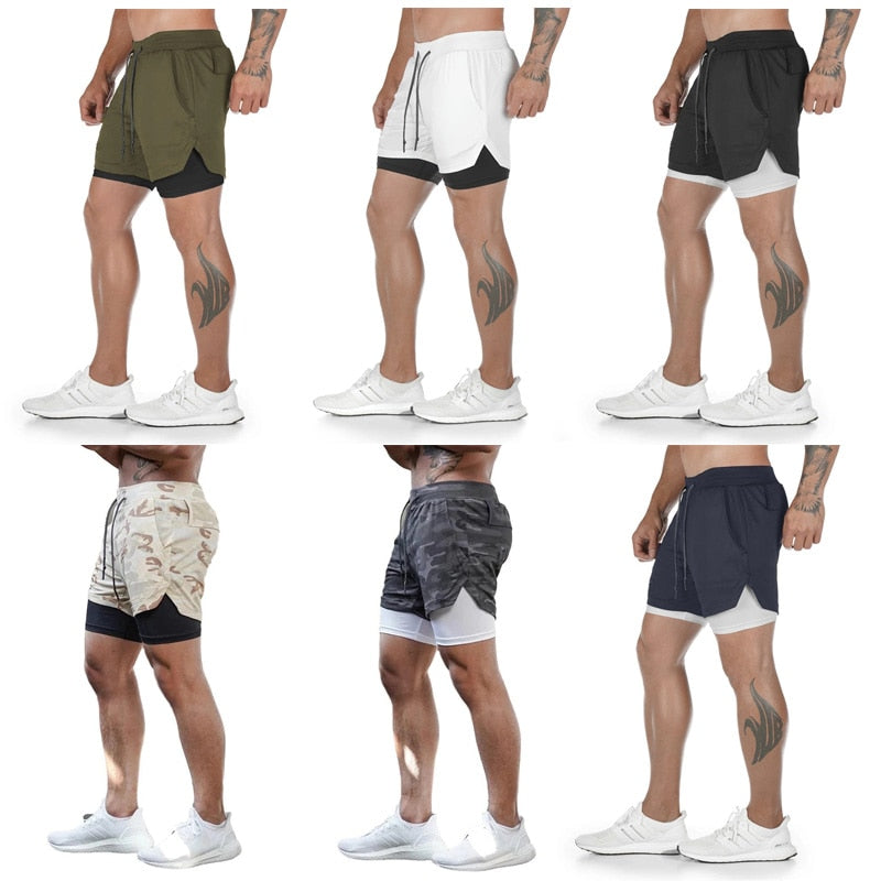 Man Jogging Sportswear Mens 2 In 1  Shorts Quick Drying Gym Exercise Shorts Fitness Sweatpants