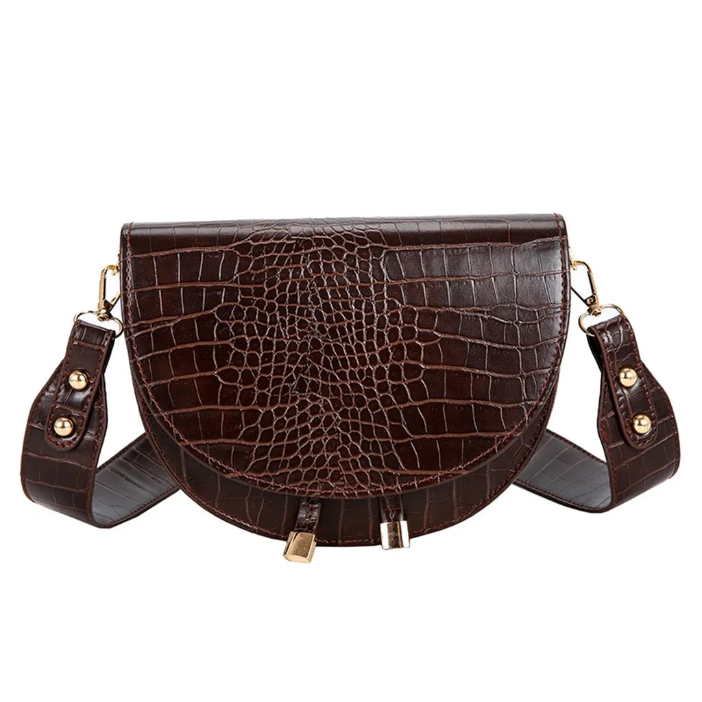 Crossbody Bags for Women Crocodile Pattern Half Round Messenger Bag Leather Luxury Handbags Women Bags Designer Shoulder Bag HOT