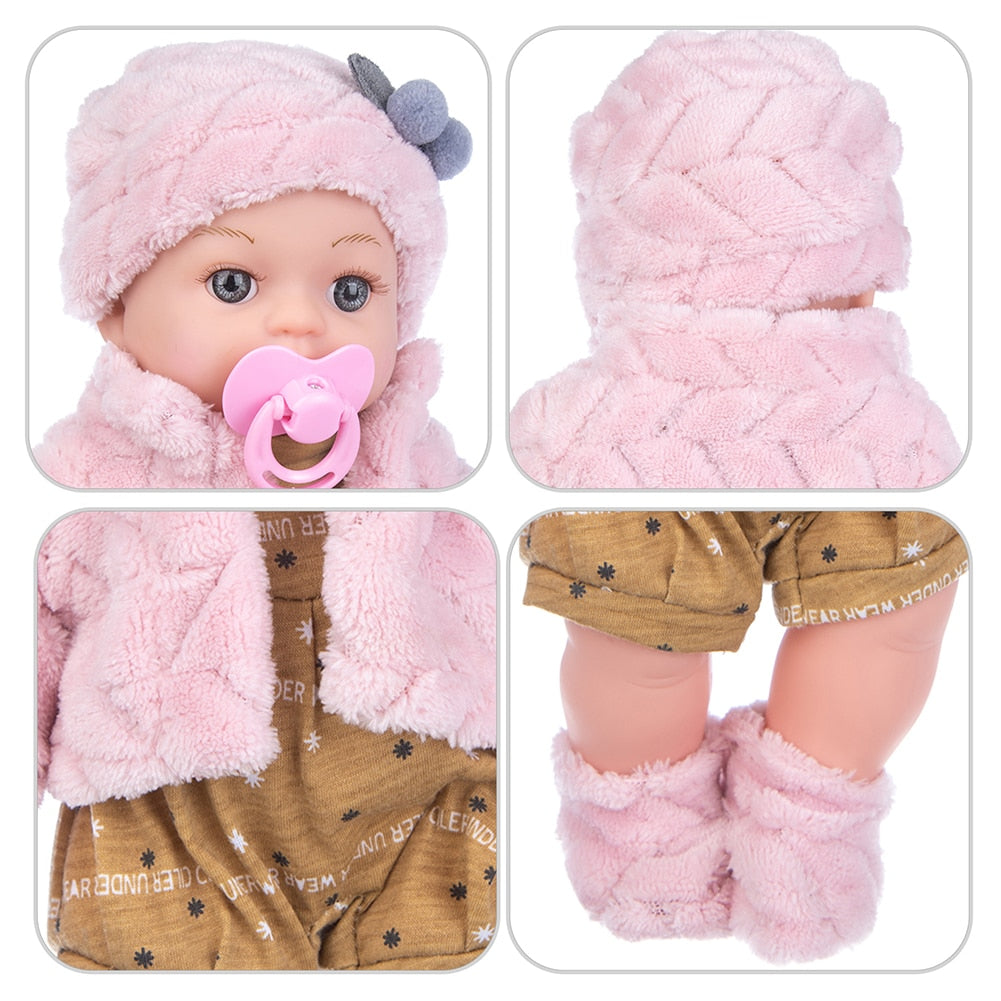 12inch Dress Up Vinyl Simulation Reborn Baby Soothing Doll  Toy Children Birthday Gifts