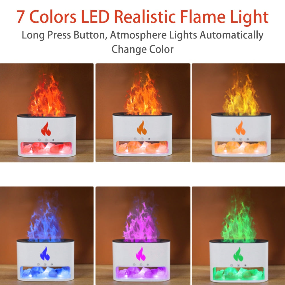 7 Colors Ambient Light Fireplace Air Humidifier for Home