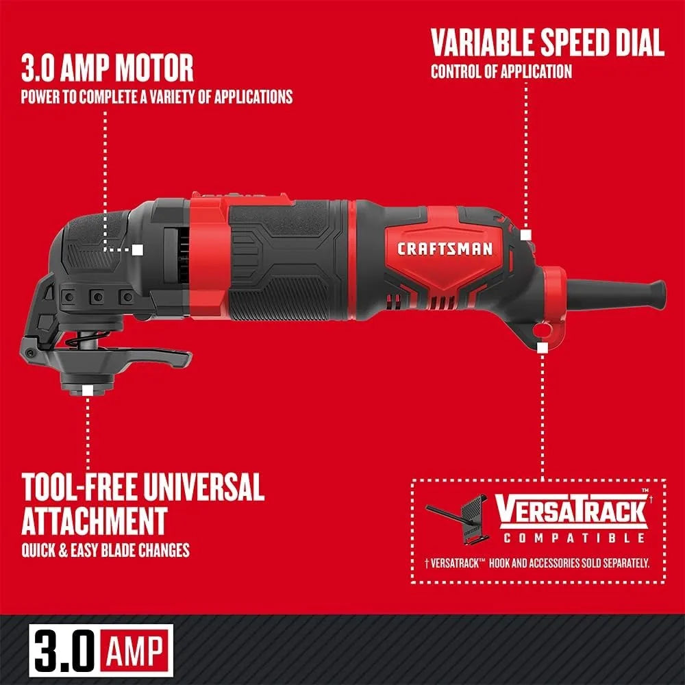 CRAFTSMAN Oscillating Tool Kit, 3-Amp, 14-Pieces, Corded (CMEW400)