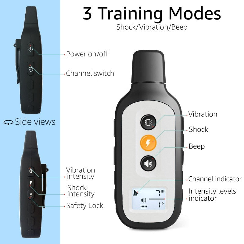 Training Shock Collar for Dogs with Remote, Fully Waterproof Vibration and Beep Electric Trainer, Small to Large