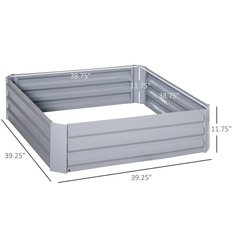 Set of 2 Raised Garden Bed Galvanized Steel Planter Boxes Easy Quick Setup