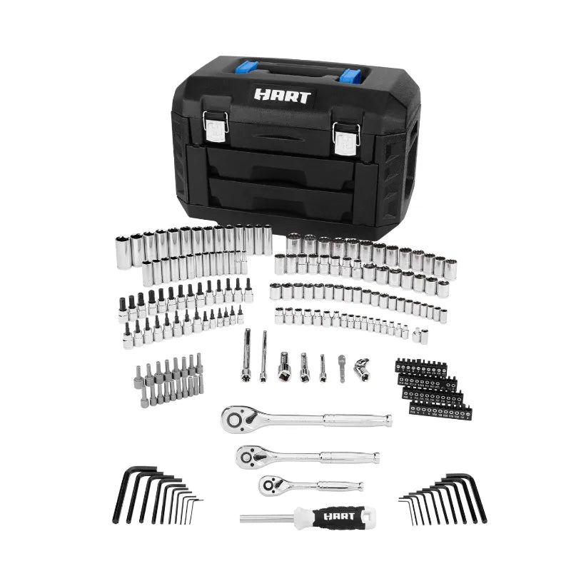 HART 215-Piece Mechanics Tool Set, Multiple Drive, Chrome Finish