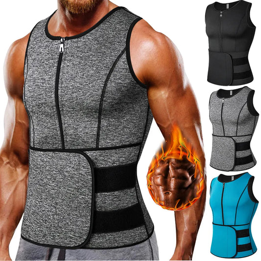 Men's Shapers Sweat Vest for Men Waist Trainer Vest Adjustable Double Zipper