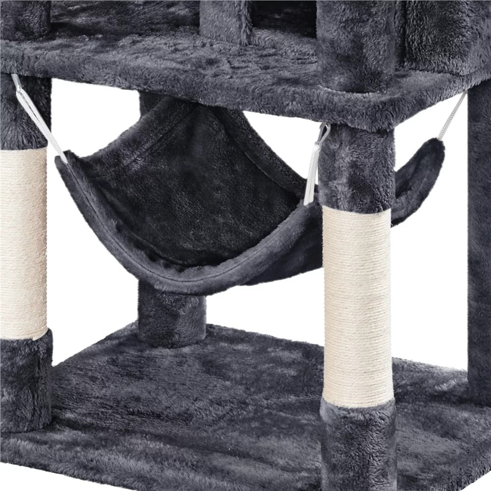 67'' H Multi-Level Cat Tree Cat Tower with Condos, Dark Gray cat tree house