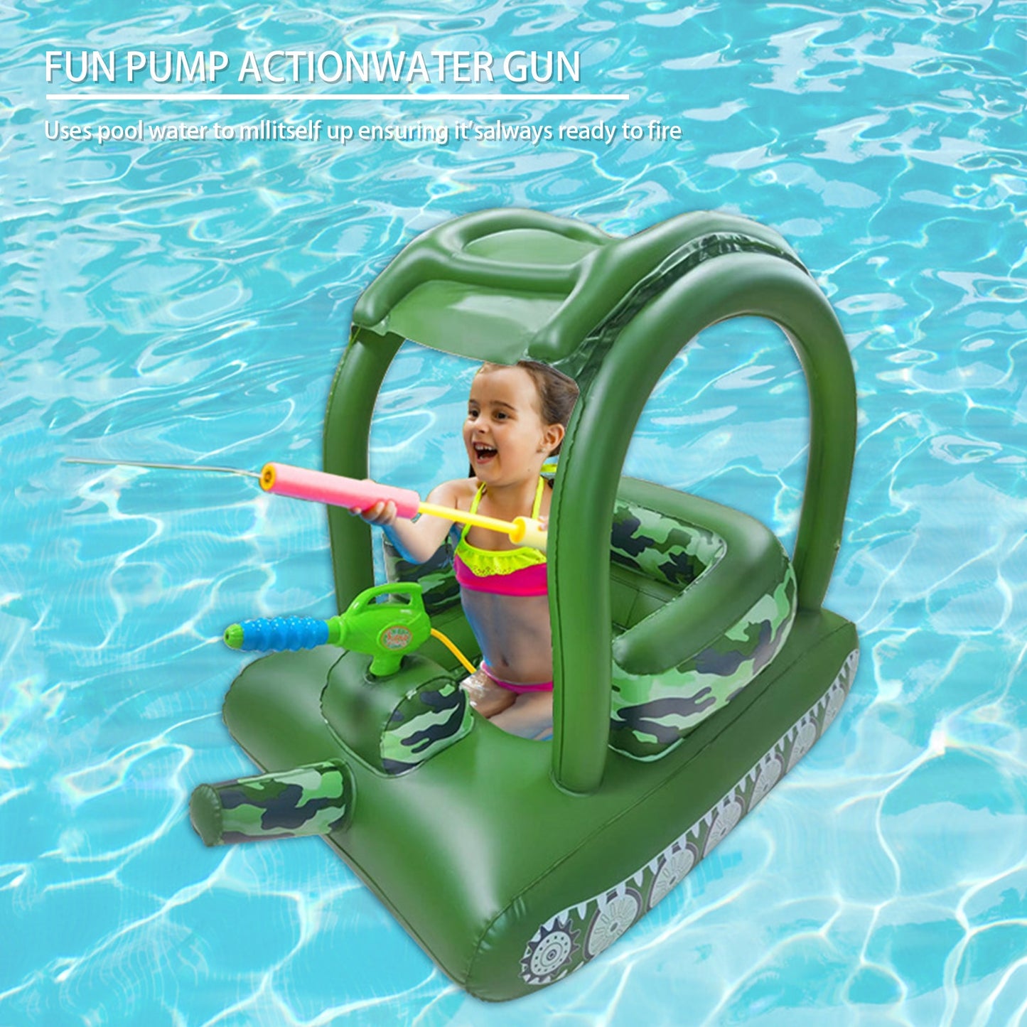 Inflatable Pool Float Seat Ring Fun Water Spray Car Toddler