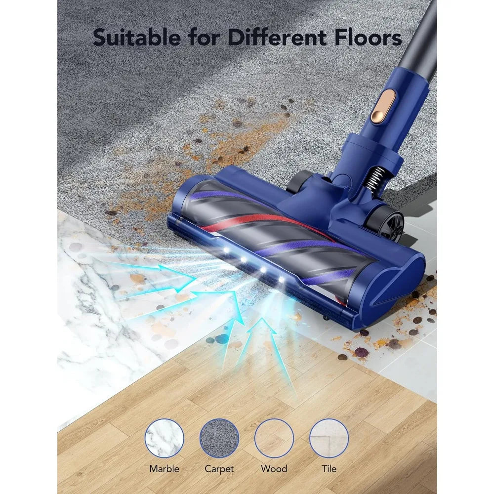 Cordless Vacuum Cleaner - 6 in 1 Powerful Stick Vacuum with 3 Power Modes, Up to 45mins Runtime