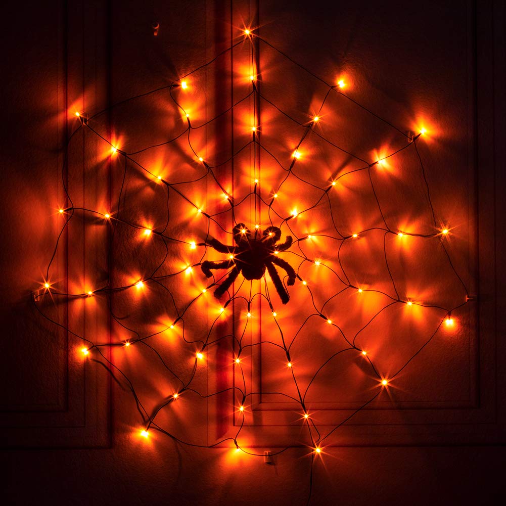 Diameter Solar Halloween Spider Web Lights 60LED