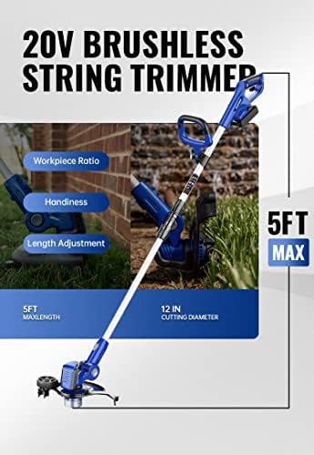 BADGER POWER 20V Weed Eater/Wacker ,Leaf Blower,Wheeled Edger Kit Brushless  with 2*2Ah Battery & Charger,String Trimmer,Lig