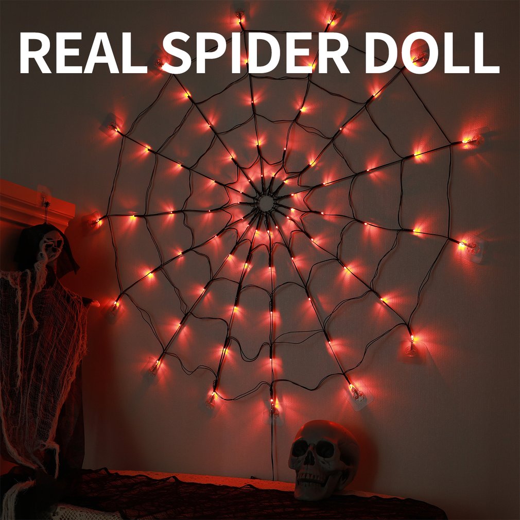 Diameter Solar Halloween Spider Web Lights 60LED