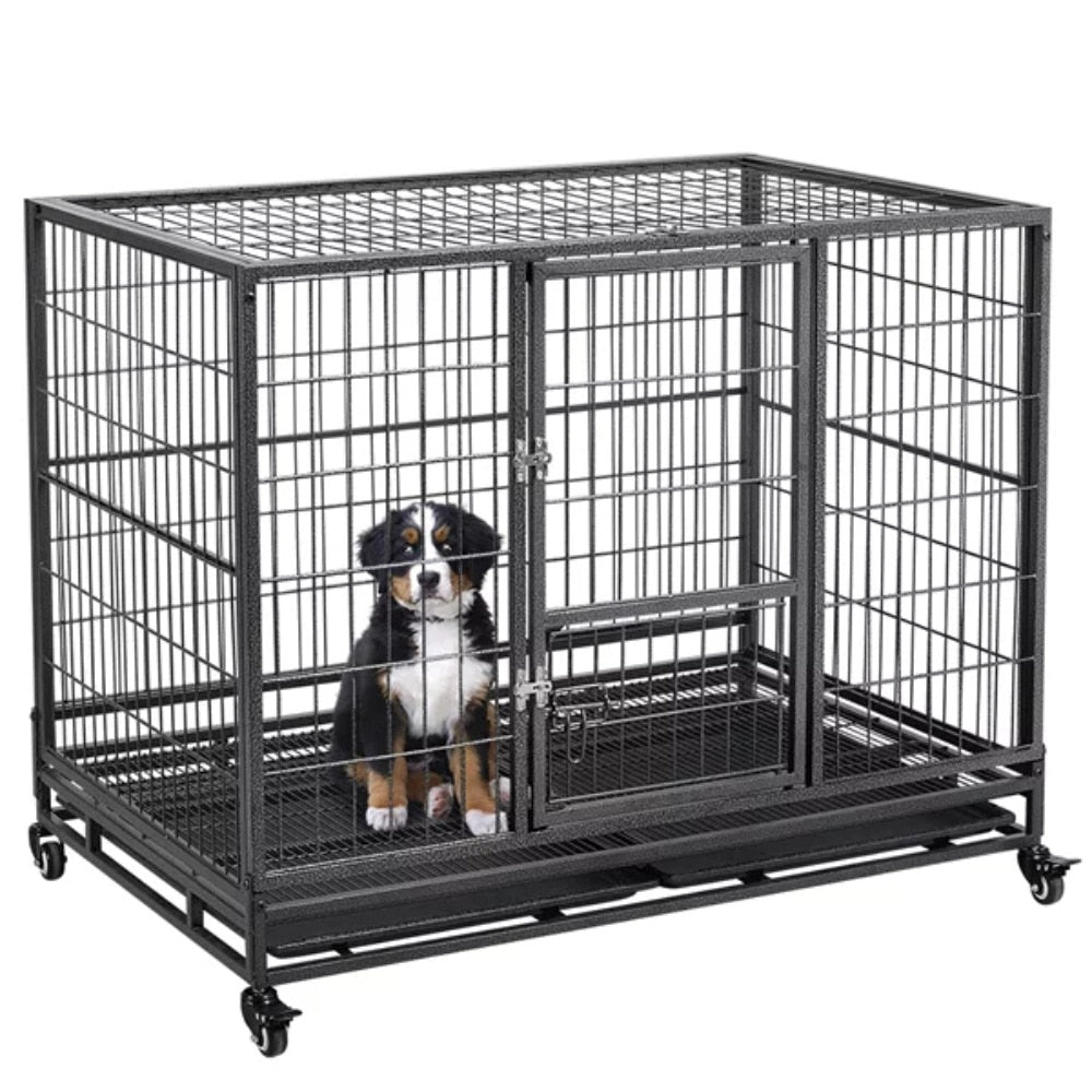 Heavy Duty Foldable Kennel and Flat Noodles Pet Enclosure Indoor and Outdoor Black