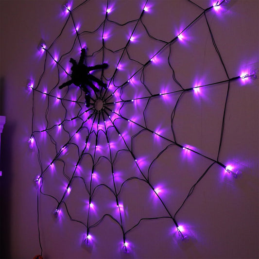 Diameter Solar Halloween Spider Web Lights 60LED