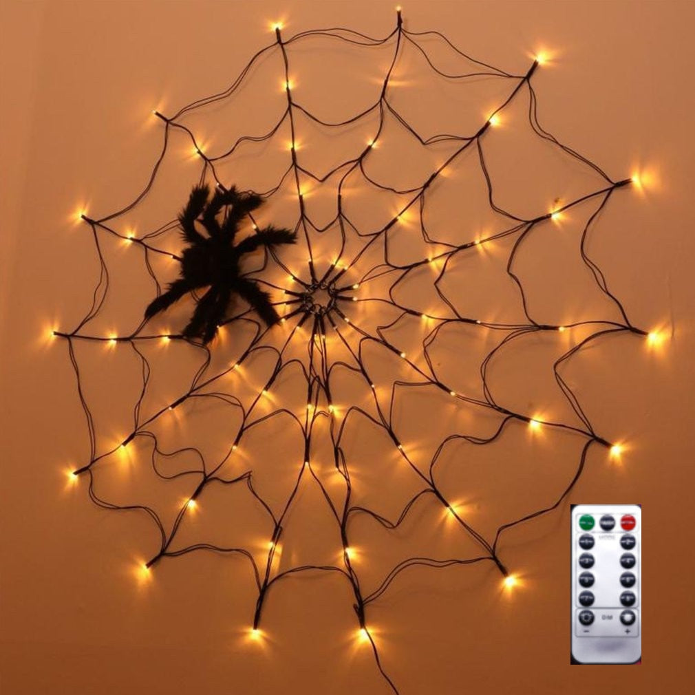 Diameter Solar Halloween Spider Web Lights 60LED