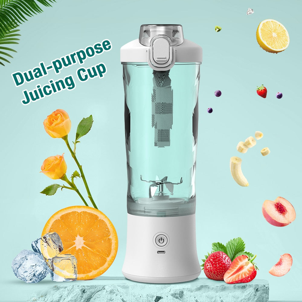 Portable Blender 600ML Electric Juicer Fruit Mixers 4000mAh USB Rechargeable