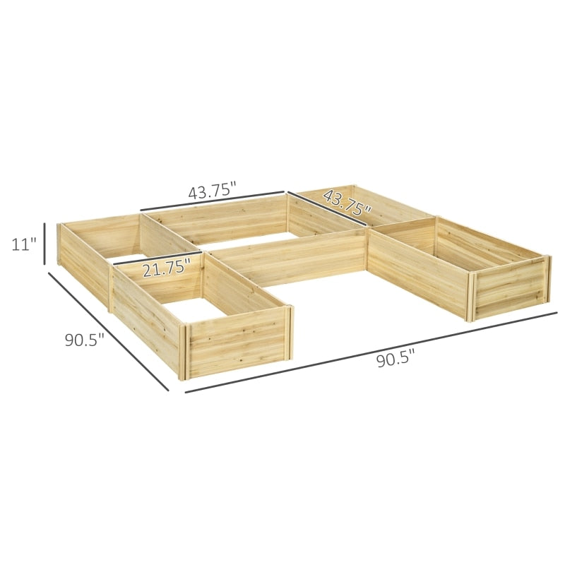 Brown 7.5x7.5x1ft Raised Garden Bed, Set of 5 Large Wooden Box Planters