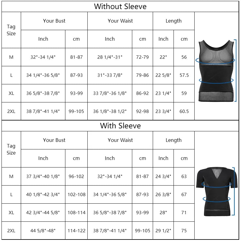 Mens Body Shaper Compression Shirts Abdomen Shapewear Tummy