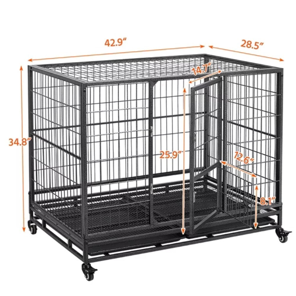 Heavy Duty Foldable Kennel and Flat Noodles Pet Enclosure Indoor and Outdoor Black