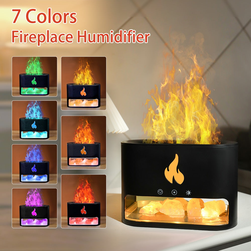 7 Colors Ambient Light Fireplace Air Humidifier for Home