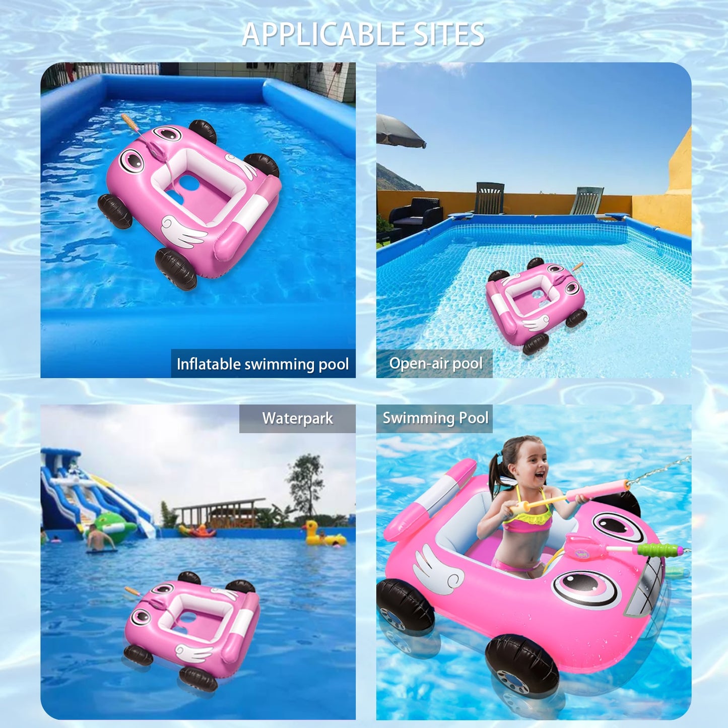 Inflatable Pool Float Seat Ring Fun Water Spray Car Toddler